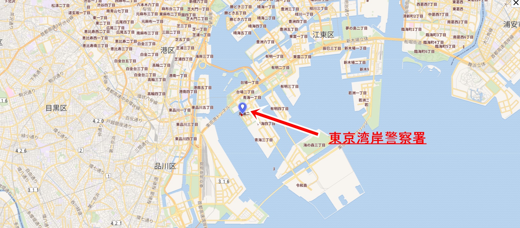 東京湾岸警察署の地図